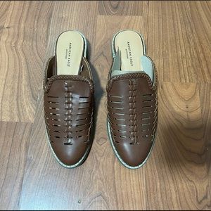 New Brown Leather AEO Mules